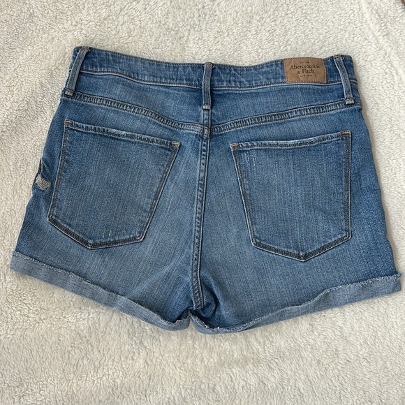 A&F Women's‎ High Waist Boho Cottagecore Embroidered Mini Cuff Jean Shorts 6 - Picture 5 of 9